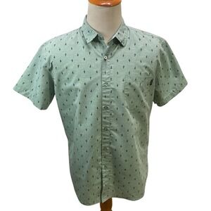 Molokai Surf‎ Co Mens XL Short Sleeve Button Up Shirt Cactus Print Green